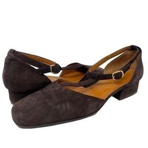 Elegant Brown Suede Block Kitten Heels